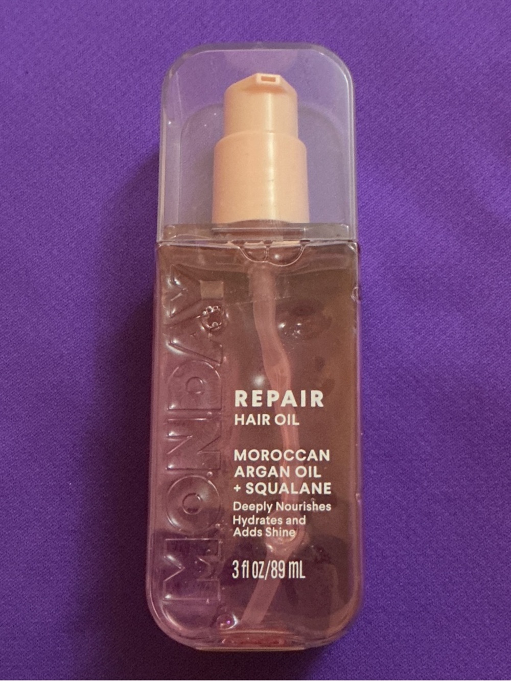 MONDAY Moroccan Argan Repair Hair Oil - Pink-Tinted Clear Bottle